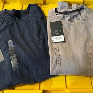 VRST Men's Navy and Beige Short Sleeve Tees